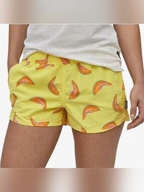 Patagonia Yellow Fruit-Print Women's Athletic Shorts